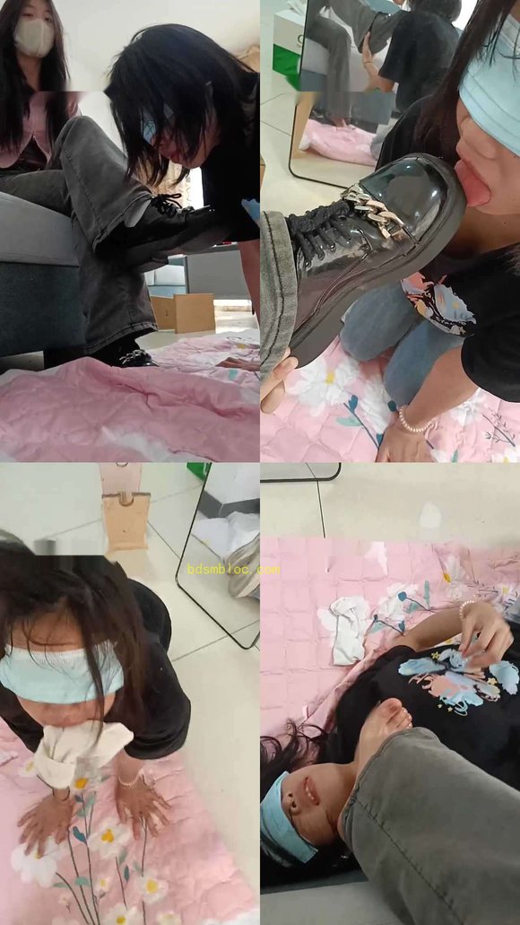 【小可可呀】继续开发学姐当狗-脚踩强制磕头/羞涩舔脚舔鞋