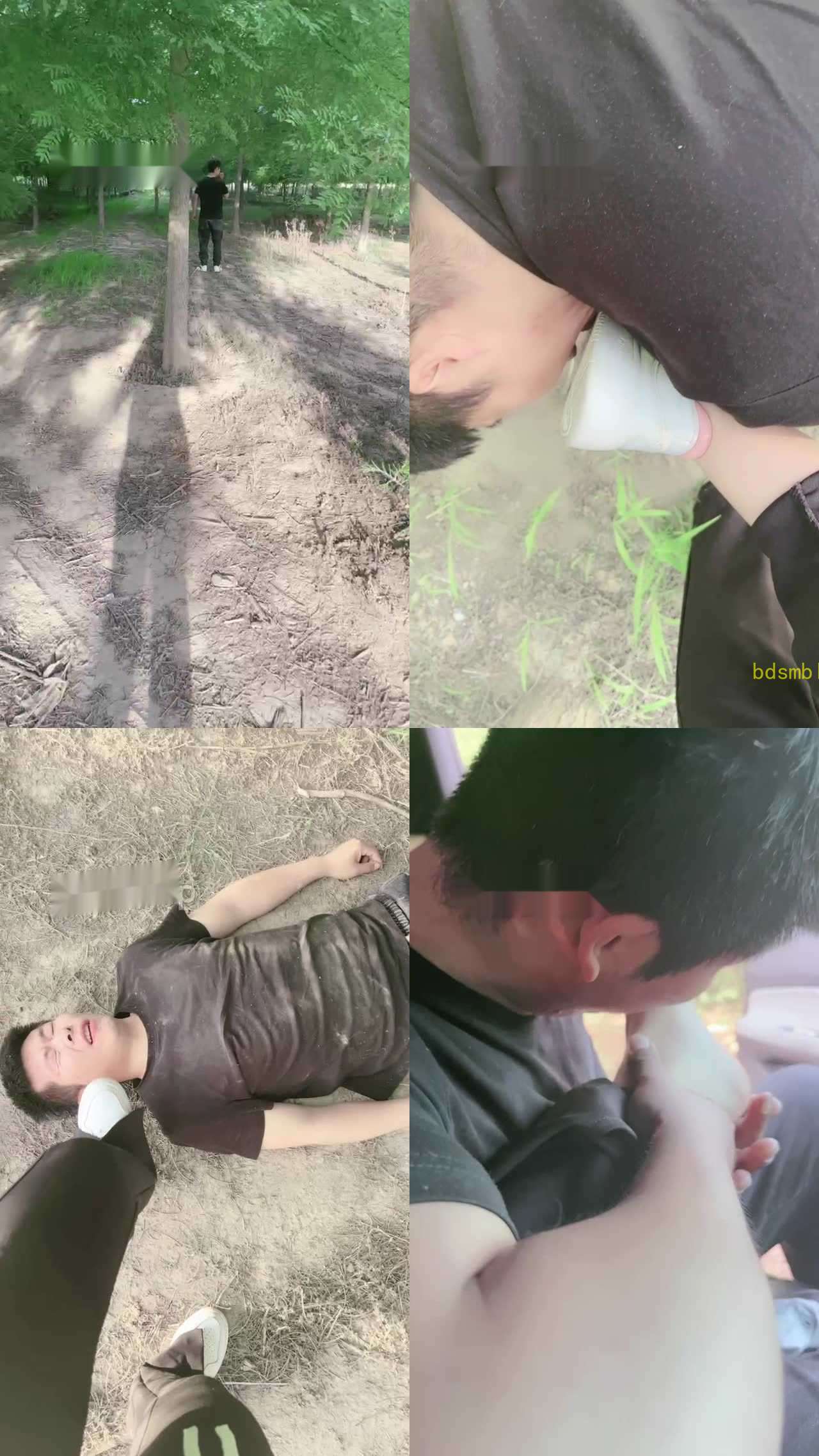 【瑄瑄】户外遛狗-小白鞋踩/舔泥巴鞋/裸足恋足/树枝抽