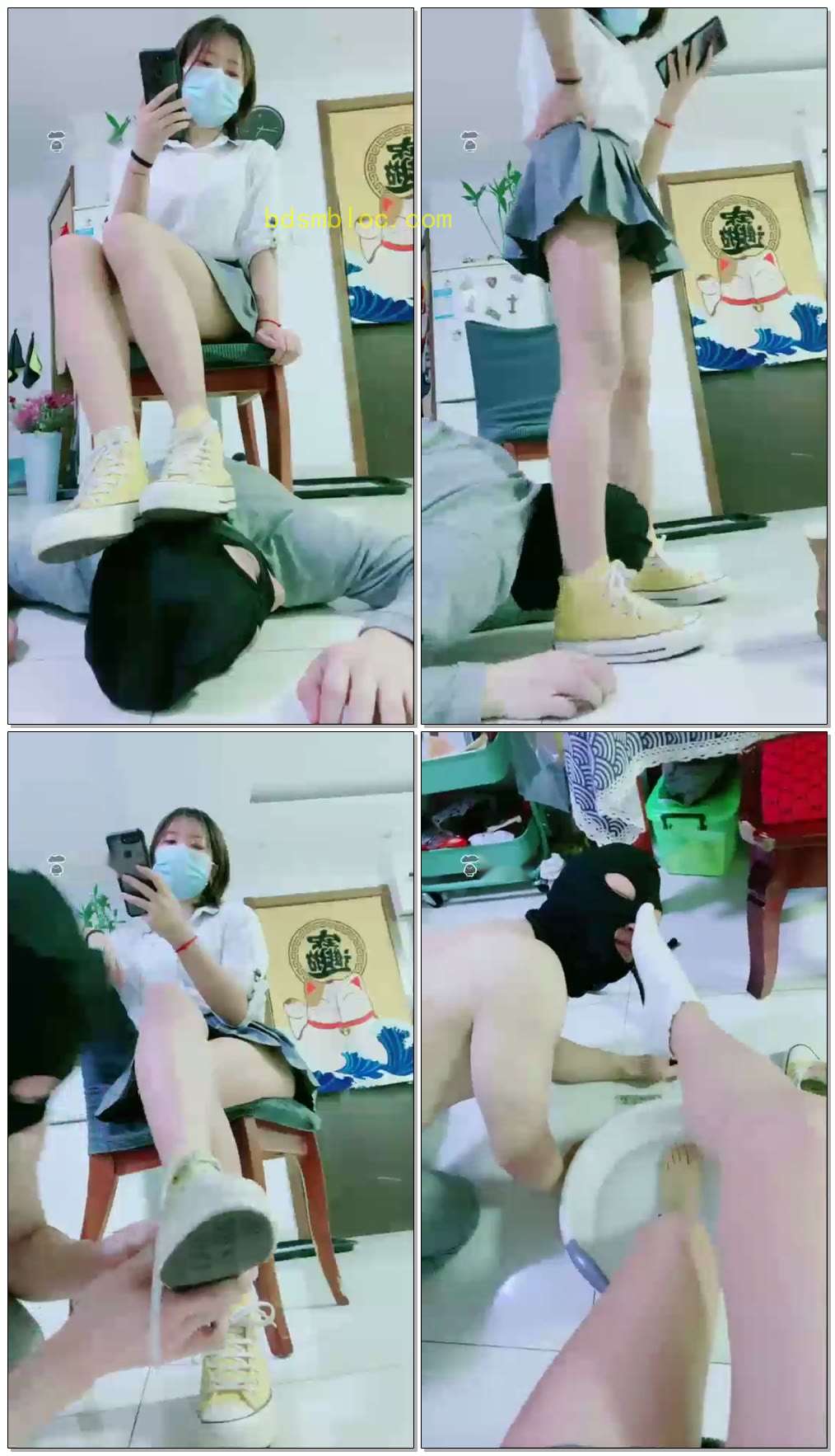 【美离子】只配活在主人脚下的狗，帆布鞋棉袜，磕头，洗脚水，骑脖子