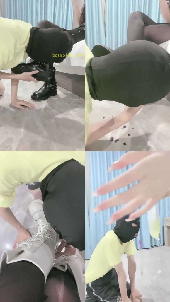 【伊妮】高能挑战 用舌头擦亮女主人的皮靴
