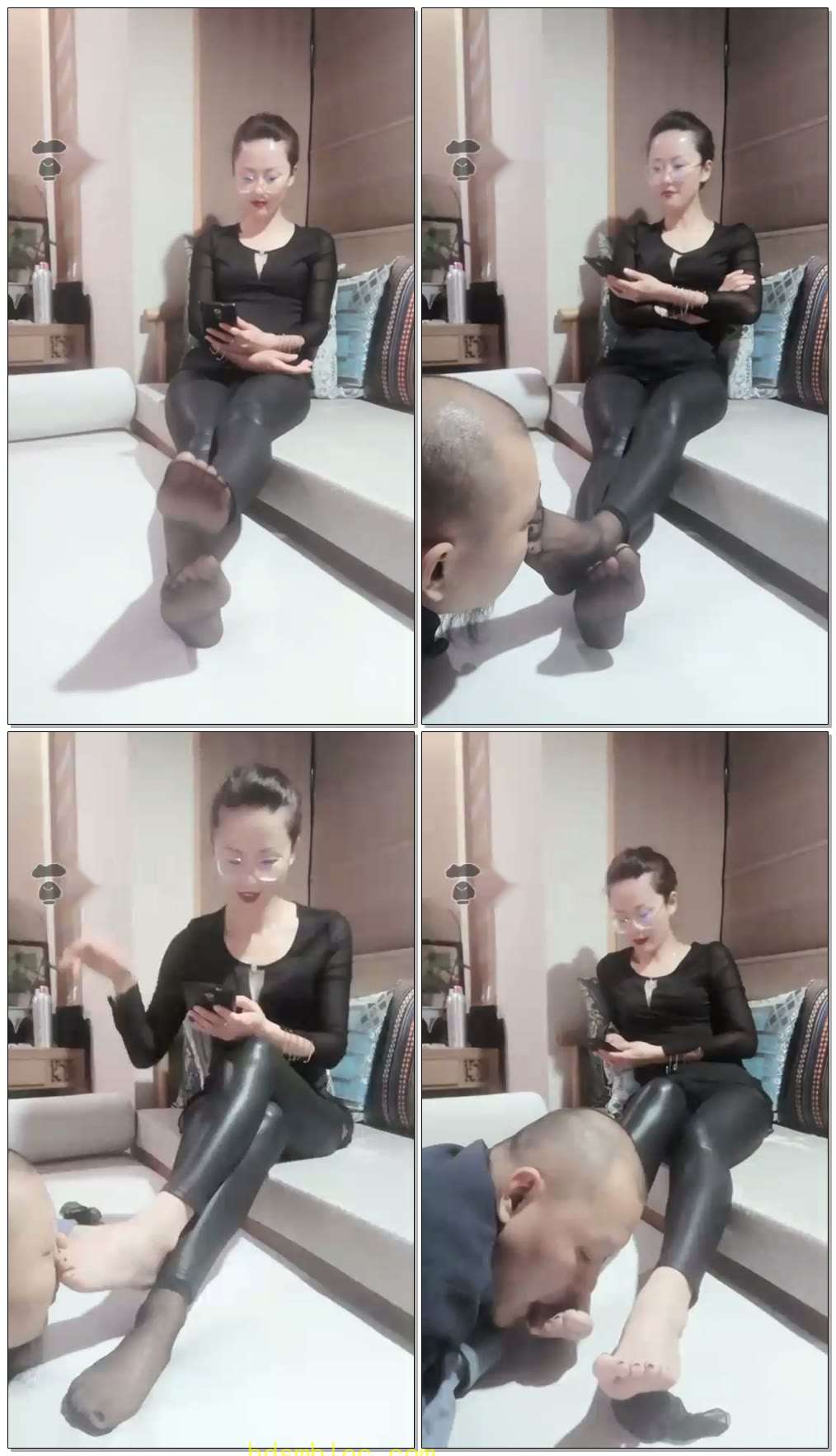 【女王菲主】闻黑丝，舔脚趾