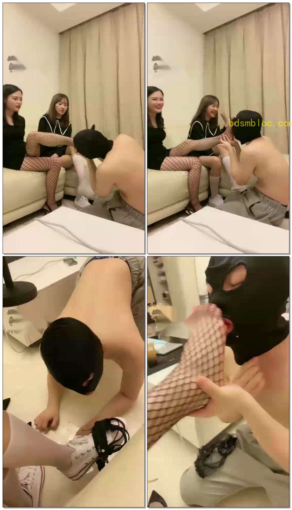 【路子】带素人闺蜜贱狗伺候两主人脱内裤舔异味豆腐块白带（被删部分）