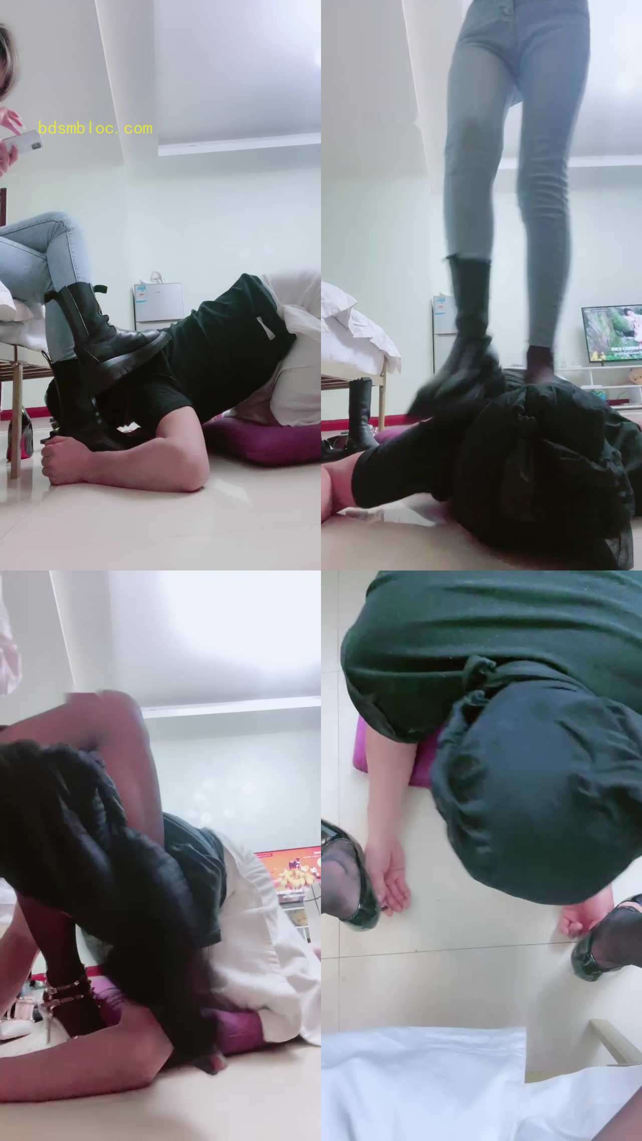 【娜美】女白领全体重踩踏/丝袜鞋垫踩狗爪/黑丝脚深喉