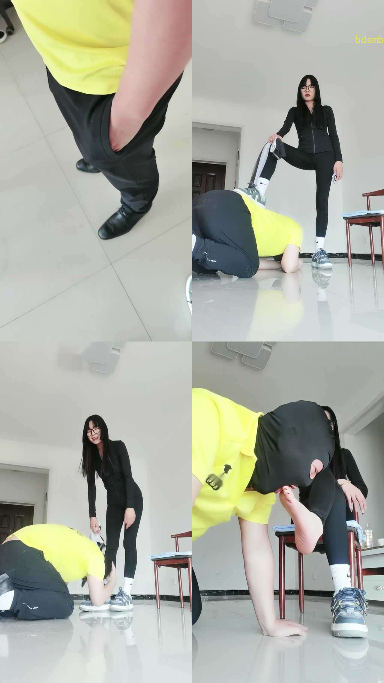 【皮皮SS】瑜伽服暴揍外卖偷丝袜贼