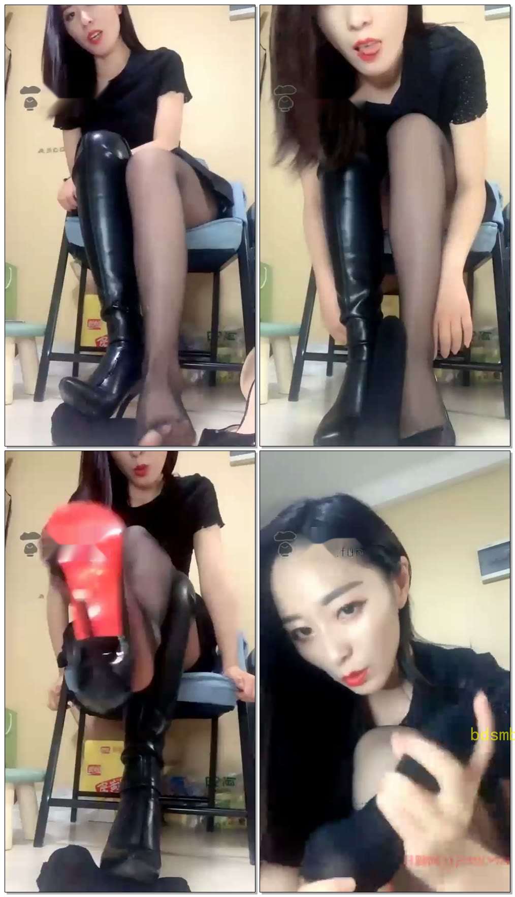 【lisaQueen】第一视角黑丝靴子高跟口水