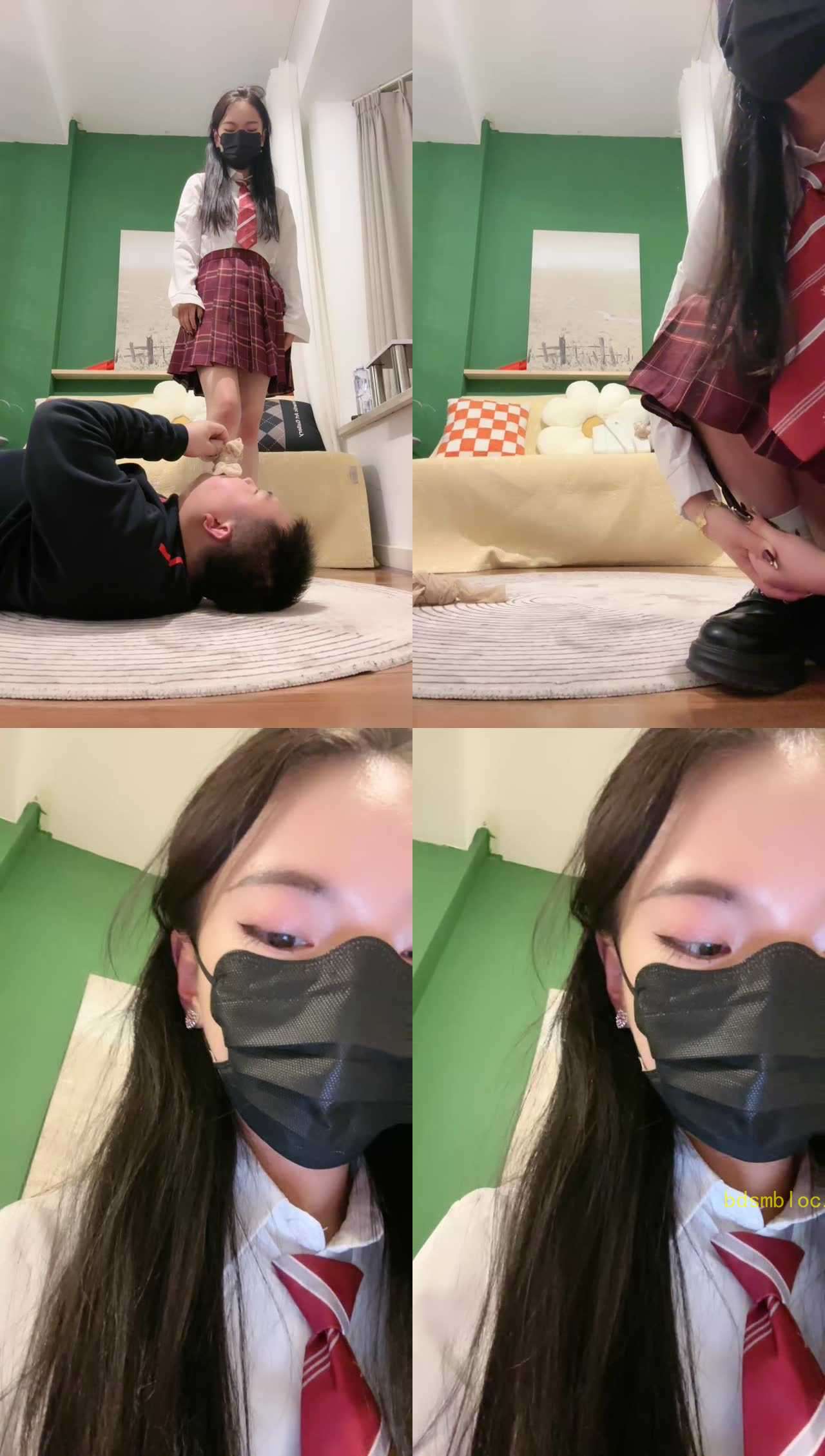 【九九女王】丝袜塞嘴/JK皮鞋白袜踩狗
