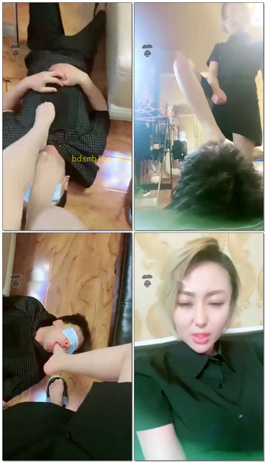 【古丽叶】肉丝脚下的男奴，舔脚深喉坐脸窒息