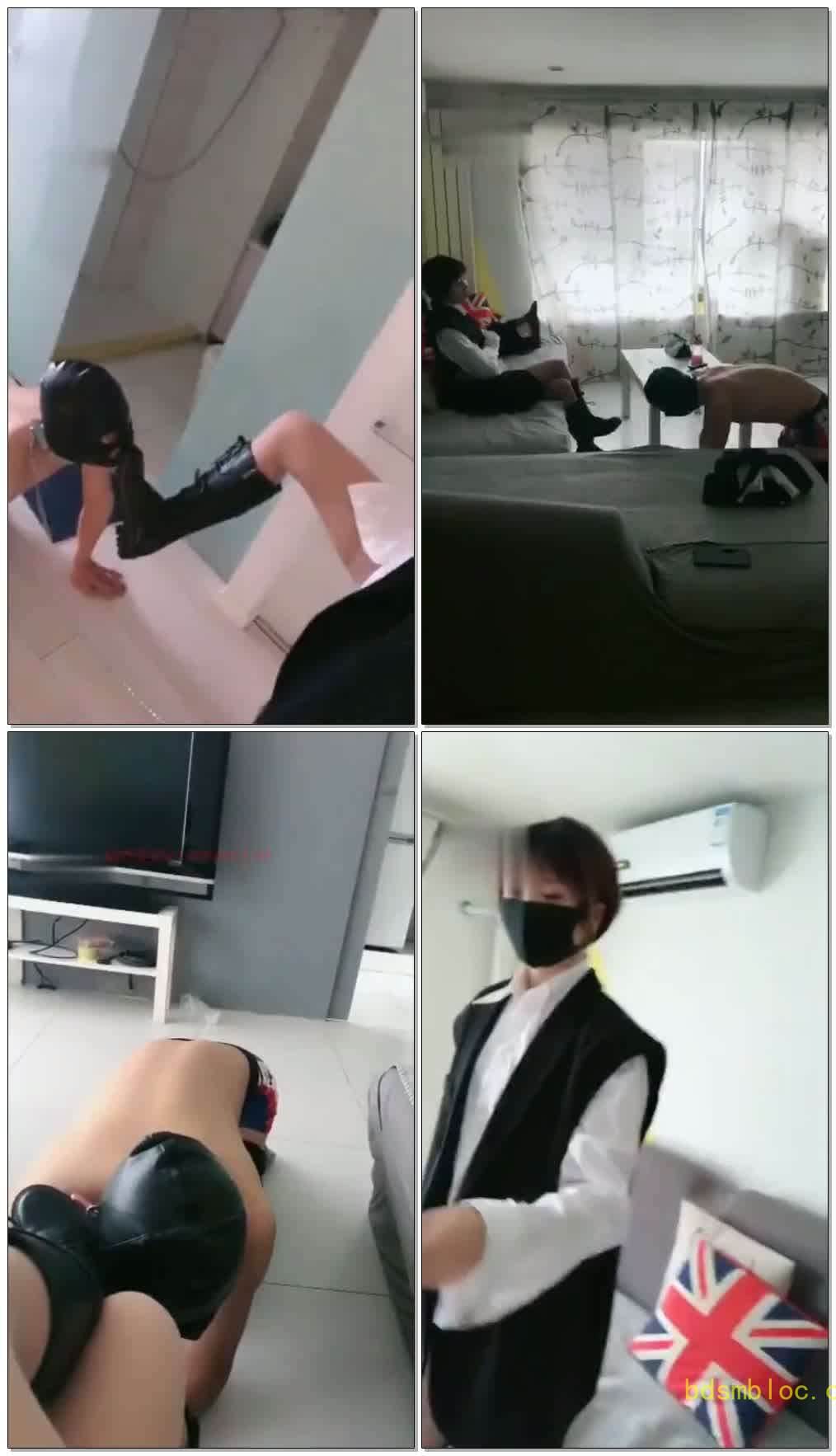 【美离子】暴力虐待在家不乖的狗
