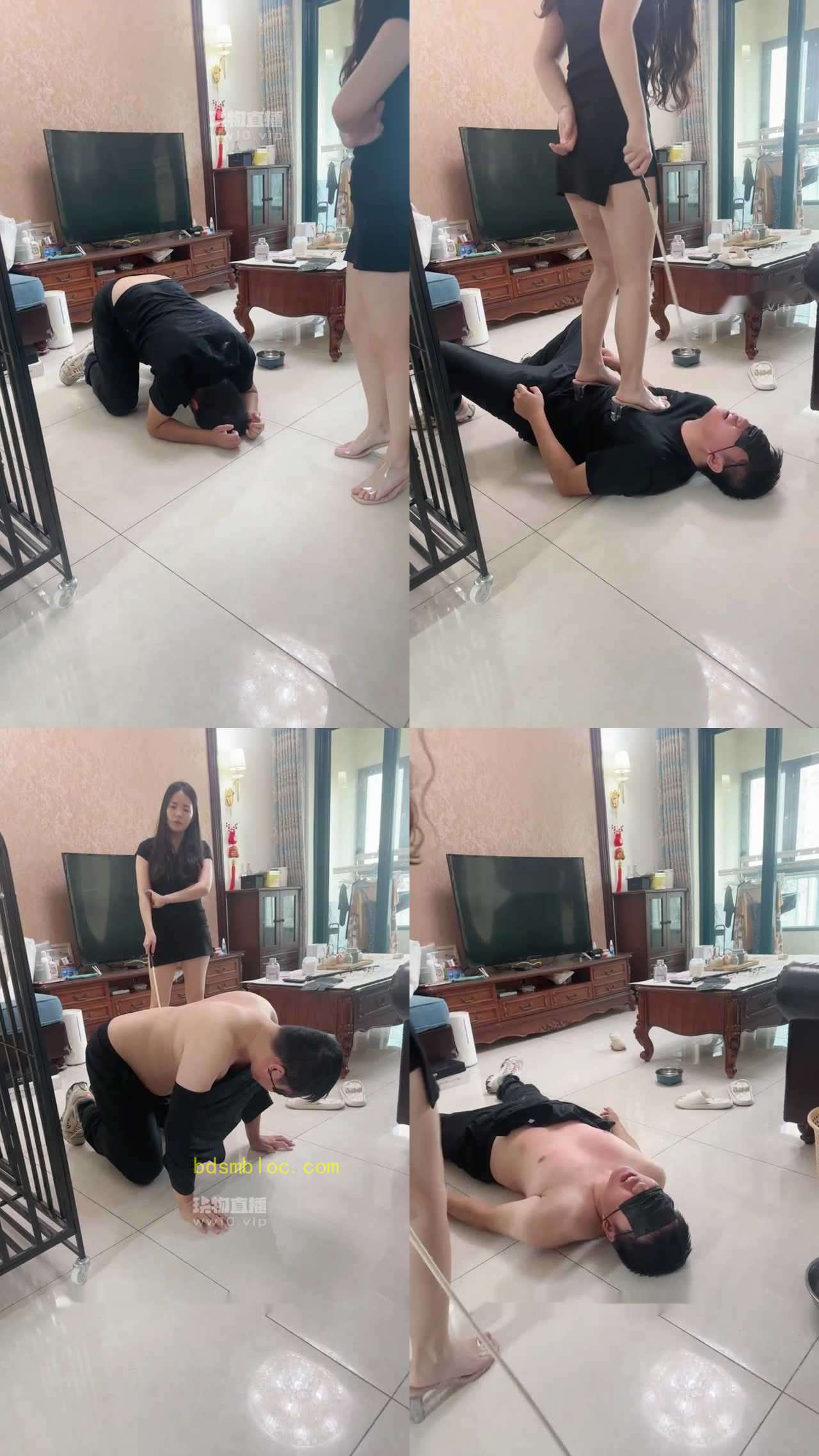 【济南蓝蓝大s】调教场暴力踢踹暴力耳光