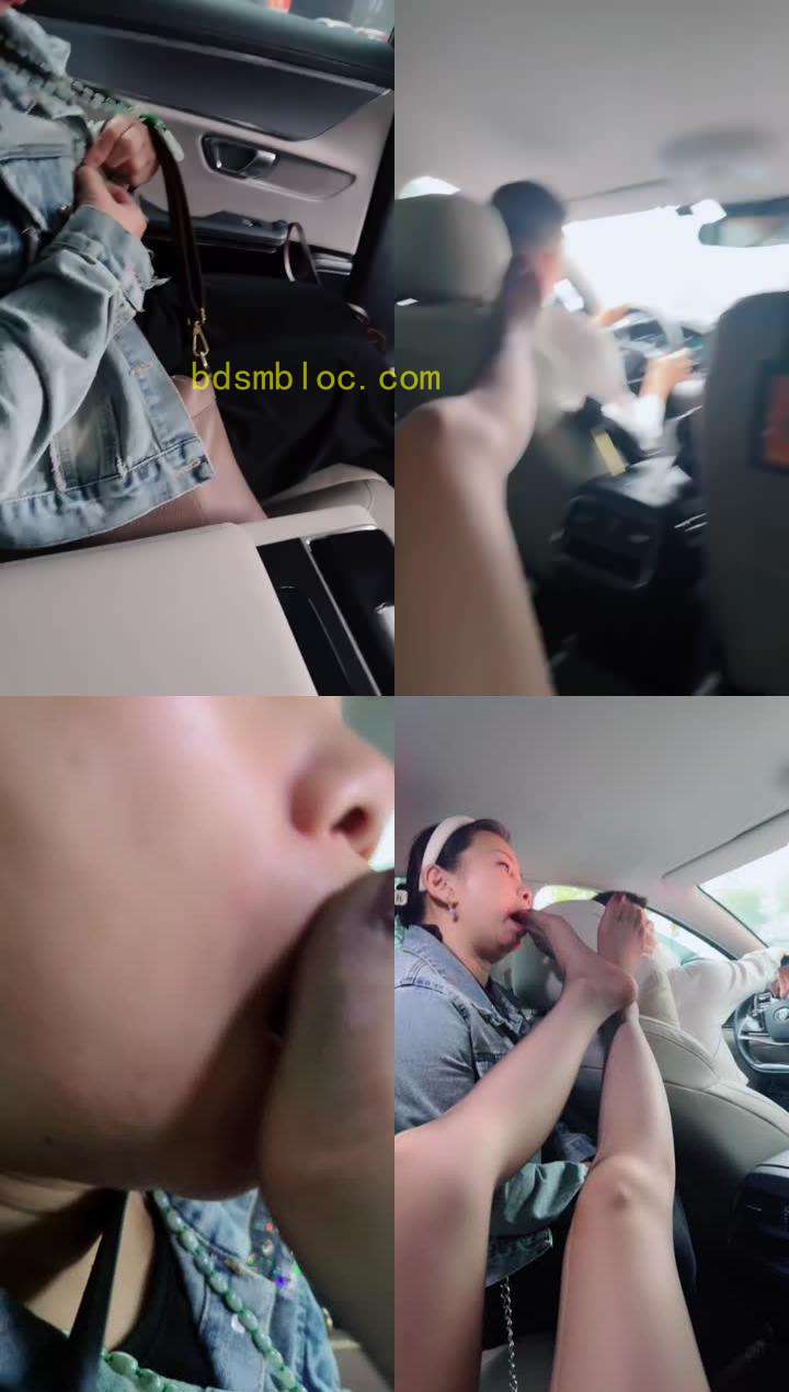 【一诺大小姐】母畜-车内当众要狗舔脚