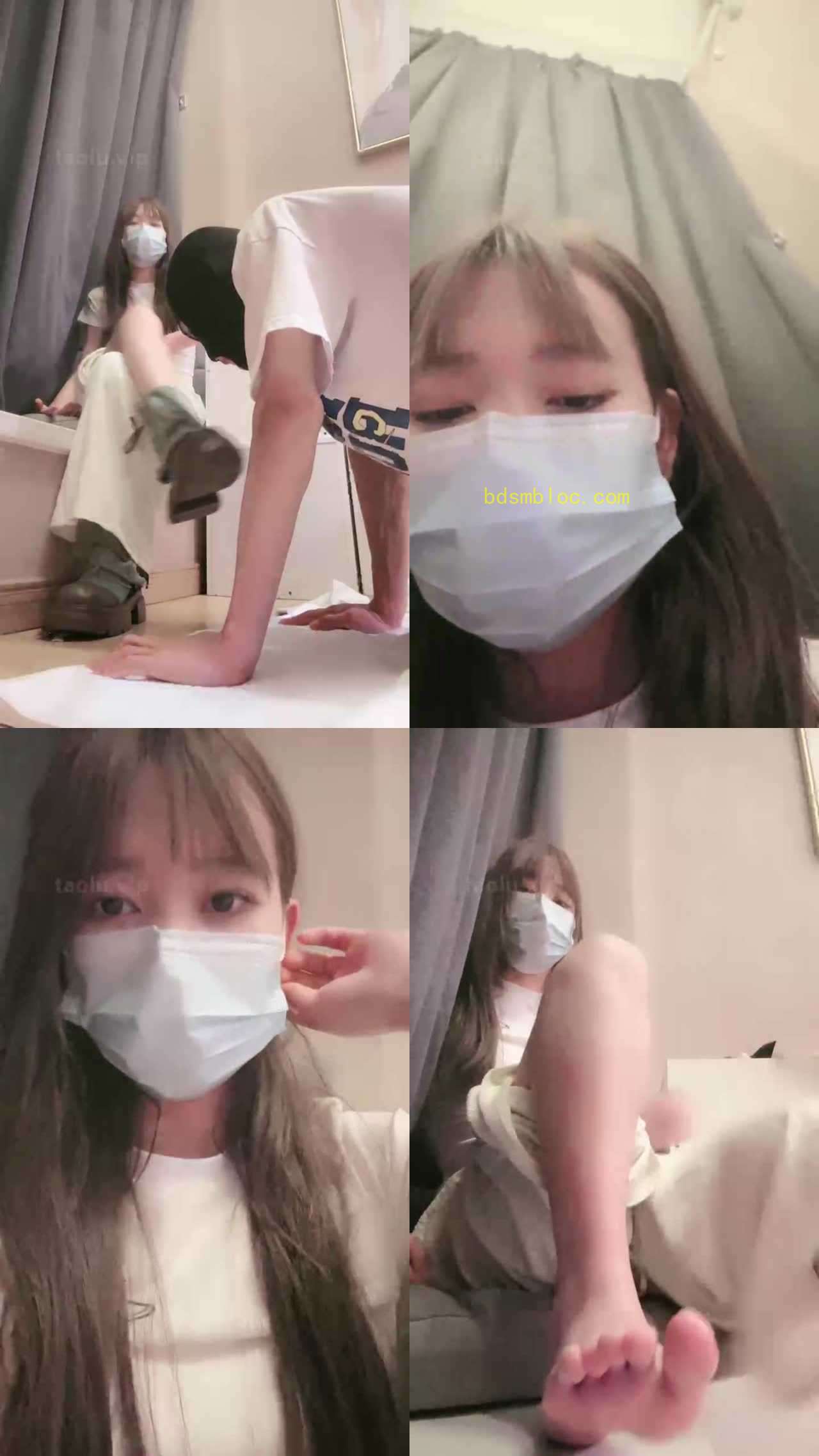 【樱子大人】诱导奶狗舔白棉袜裸足