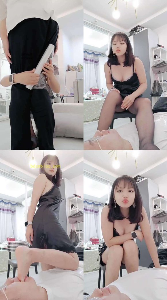 【梦中的女王】保鲜膜捆绑/丝袜脚深喉/喂口水