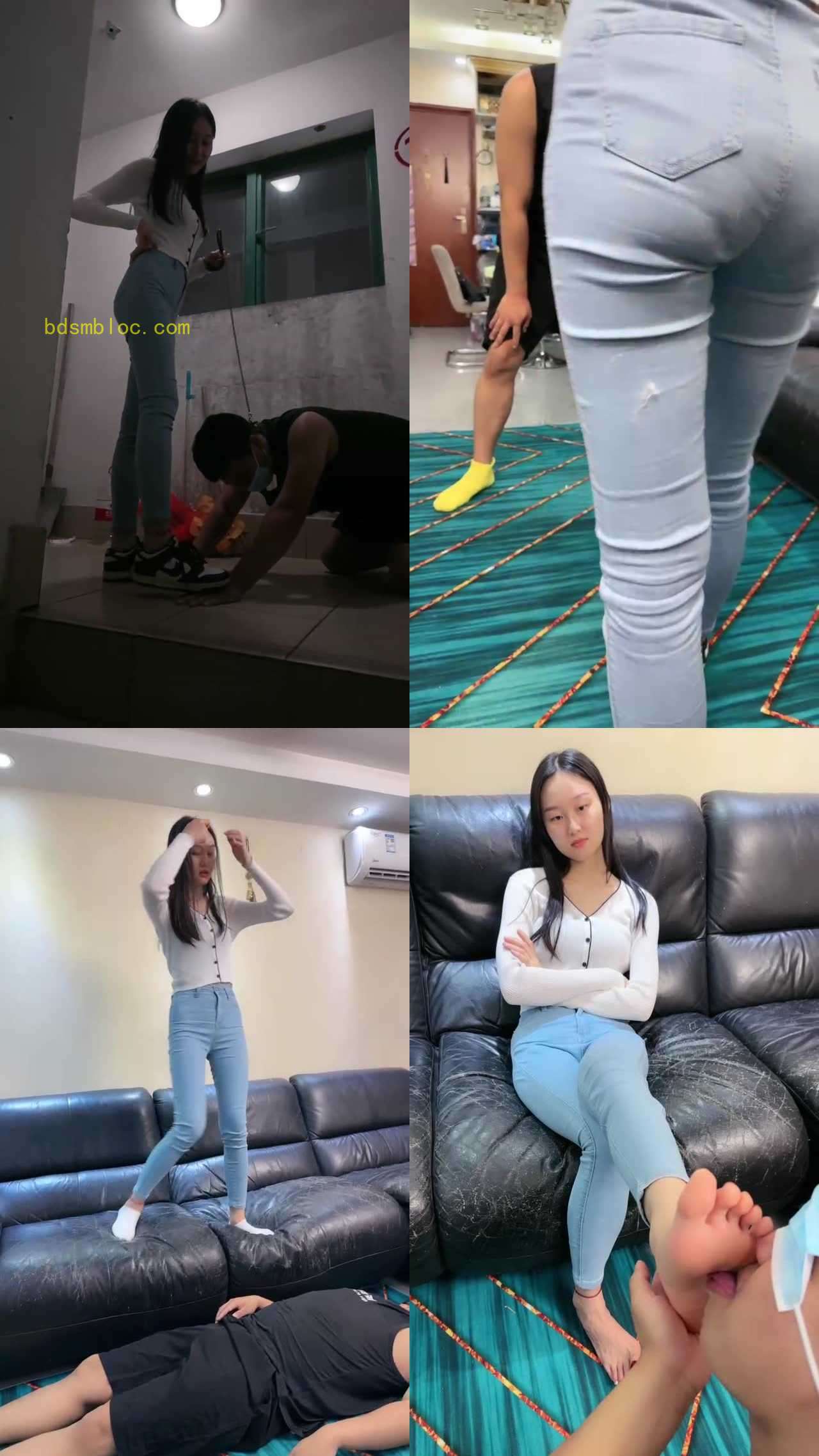 【艾莉】楼梯间骑马爬行/吃口水鞋底/白袜脚全体重踩踏/提档