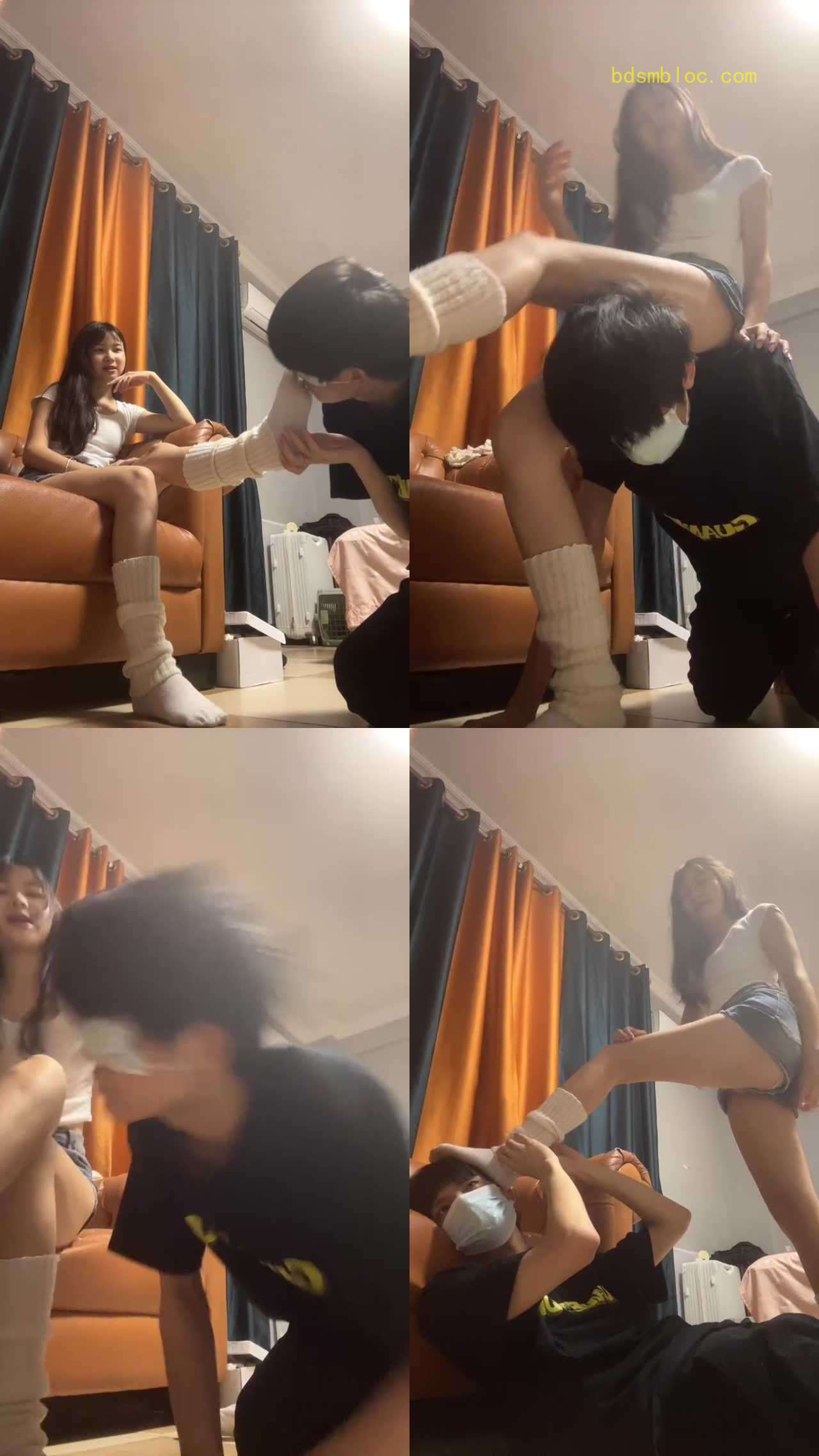 【诗诗情侣】抽耳光/骑狗脖/闻原味白袜/腋下窒息
