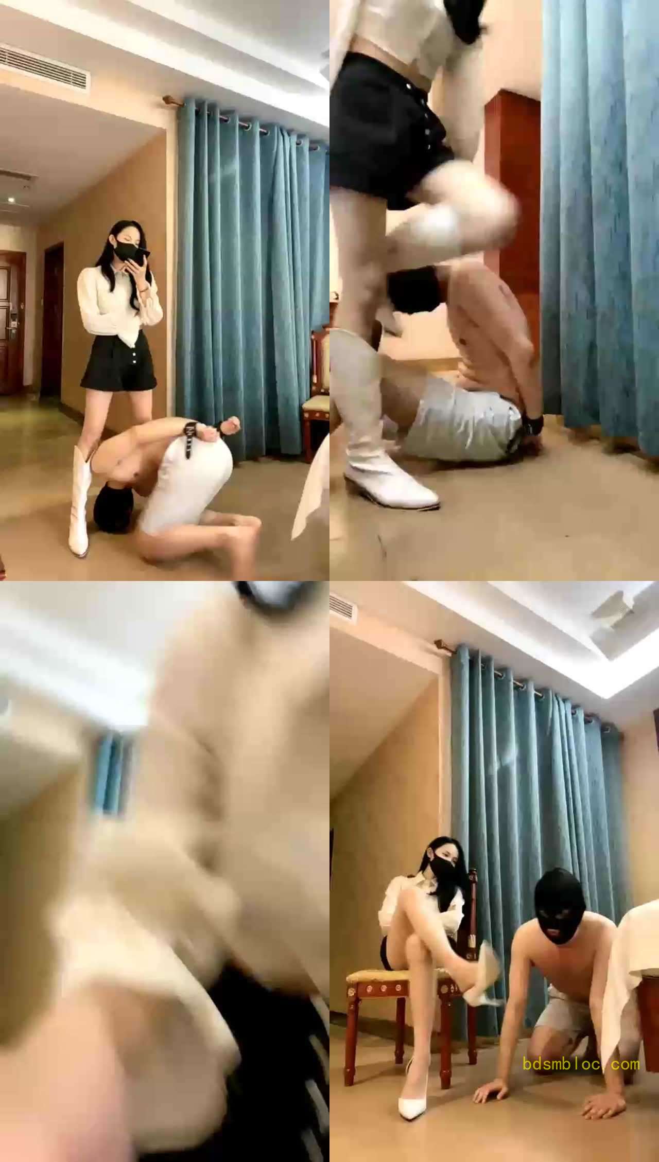 【弯弯小阿姨呀s】调教下体一紧，踢爆狗蛋，踩脖窒息，深喉窒息，耳光