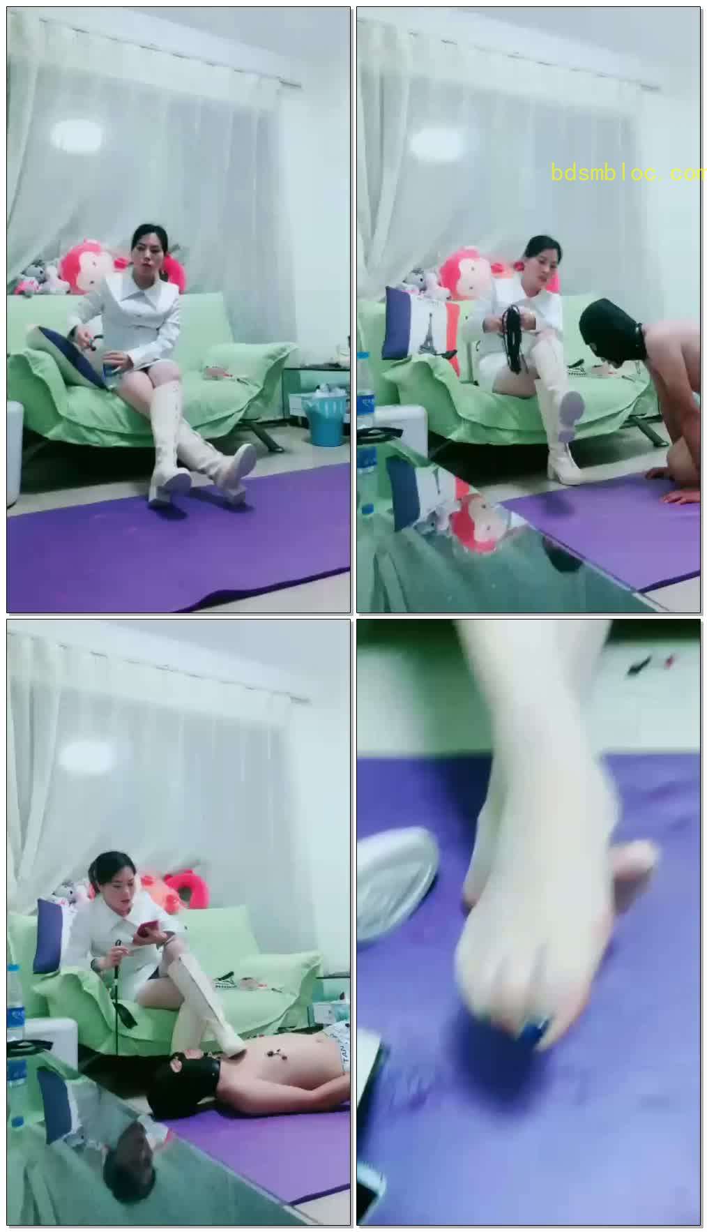 【瑾玲女王】绿帽剧情，长靴，超薄肉丝