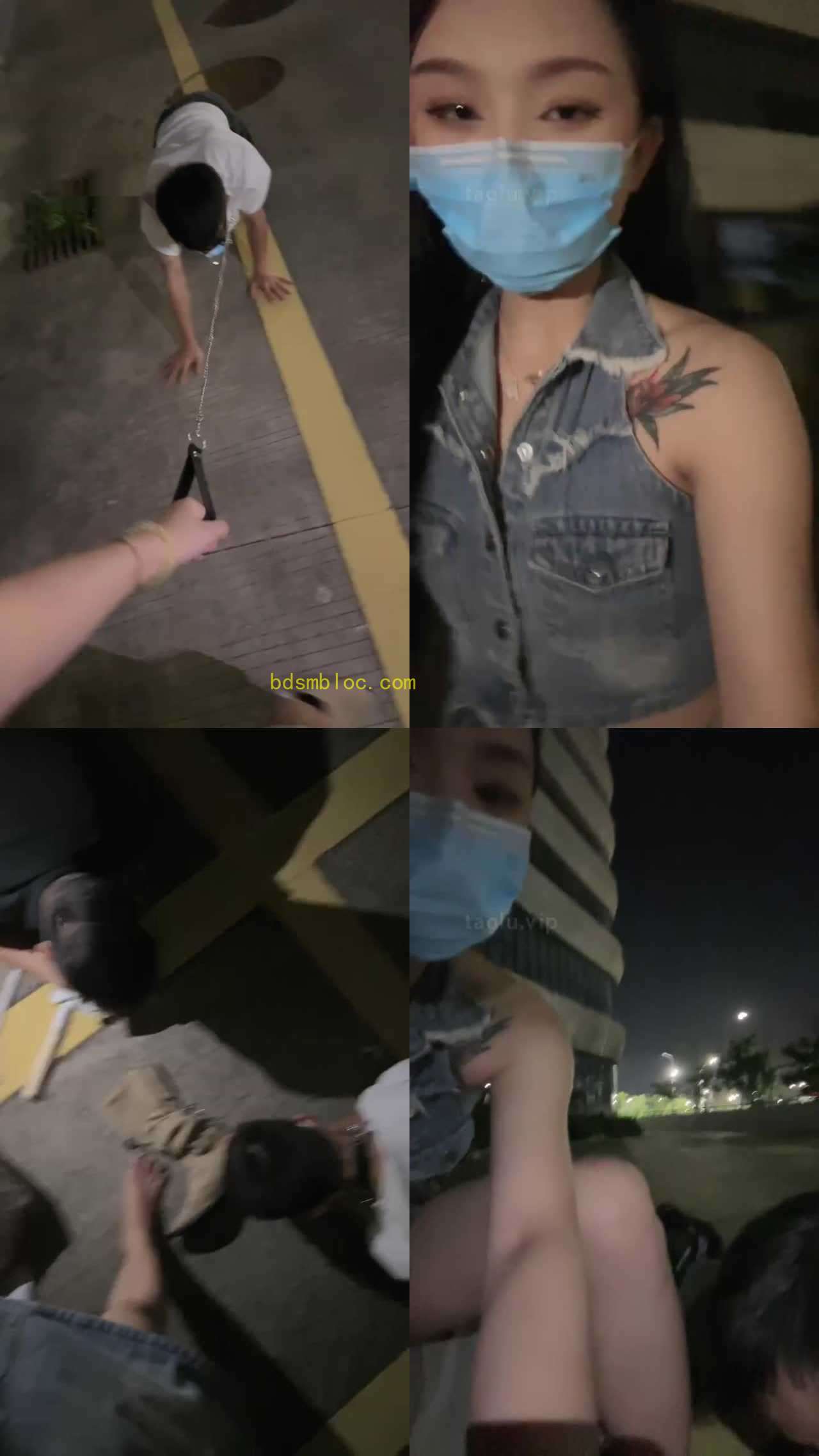【莉宝儿】花式户外虐-惩罚锁脖子遛狗/多奴下跪
