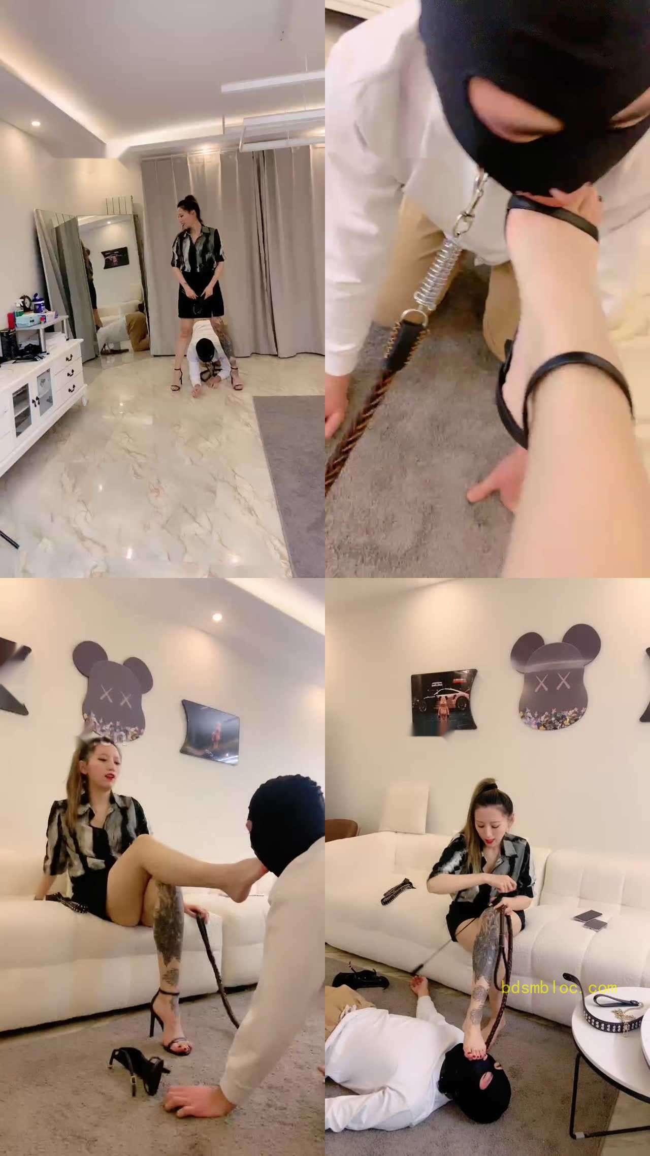 【奈儿】原味脚深喉/狗链遛狗/高跟凉鞋踩虐