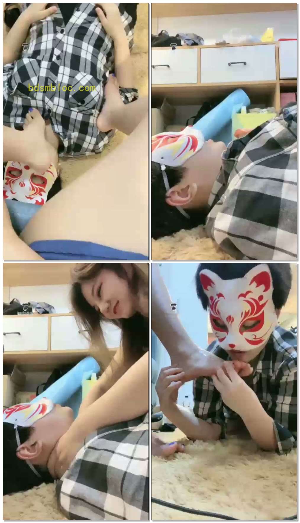 【不田S】剃毛母狗，脚深喉到呕吐，掐脖子