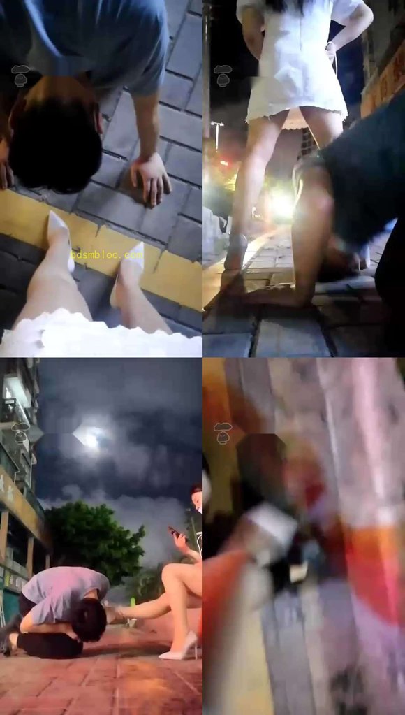 【香颜S】户外钻跨羞辱高跟深喉，踩手指,踩头,舔脚趾,舔丝足,舔鞋底