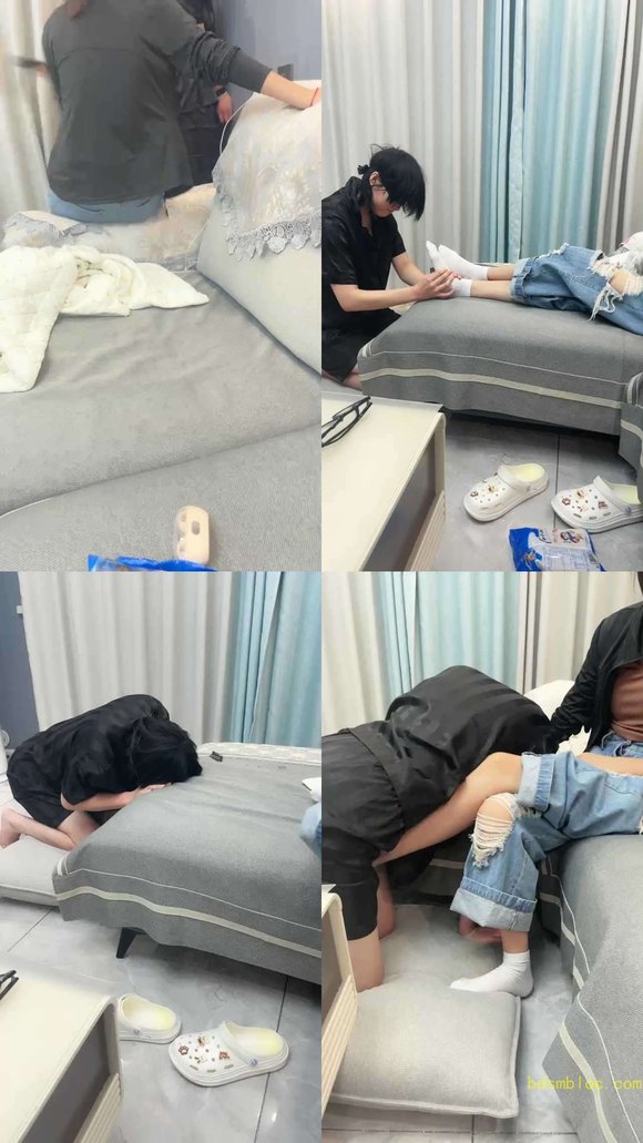【尤黎】反绑强制电击/闻舔原味白袜裸足