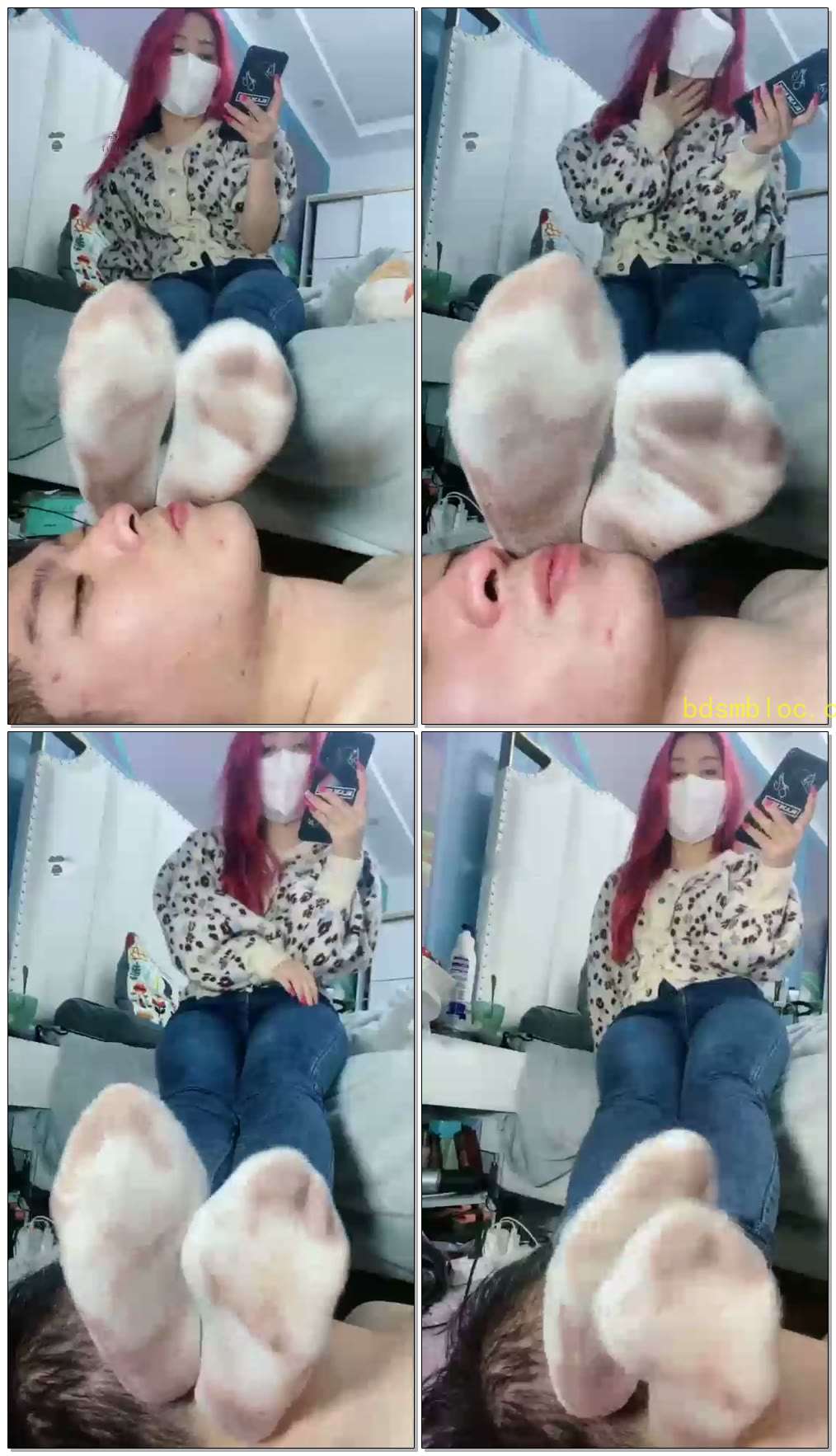 【猫熙S】超脏白棉袜踩脸强制闻