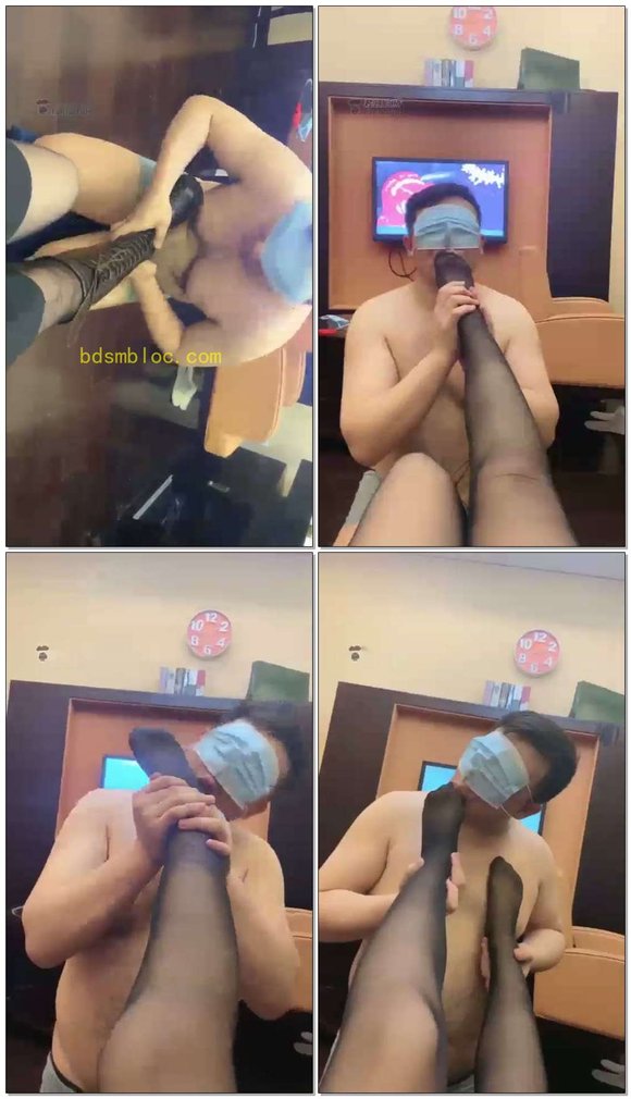 【露露s】舔脚奴，舔鞋舔脚，皮靴黑丝