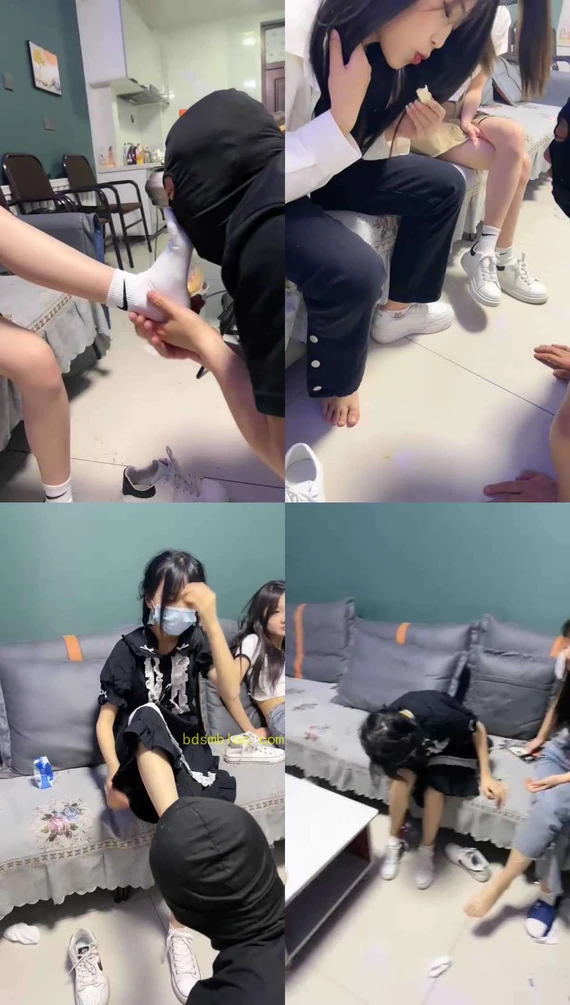 【精神小妹】4S素人学生主-脚踩喂食/裸足舔酸奶/引导管喝圣水