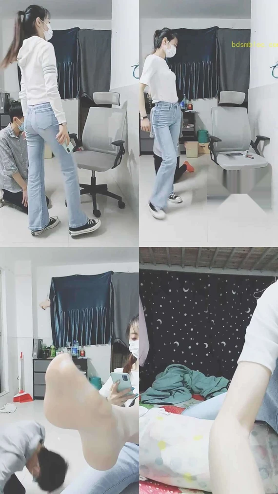 【美娜格格】帆布鞋白袜裸足欺负小奶狗